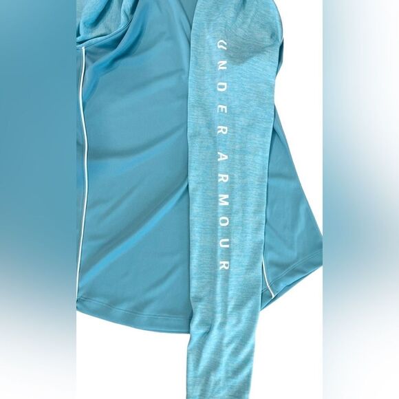 Under‎ Armour Velocity Heatgear Hooded Blue Pullover Top sz MEDIUM - Picture 4 of 11
